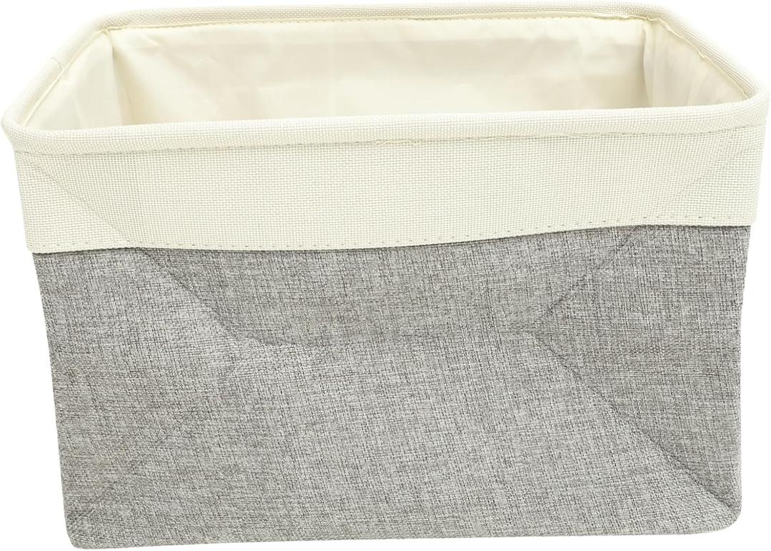 Pack of 10 Large Cotton and Linen Laundry Basket Lightweight Storage Container with Handles for Clothes Toys and Sundries for Home College Nursery and Bathroom Use