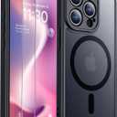 SPIDERCASE for iPhone 15 Pro Case, Magnetic Translucent Matte Case with 2PCS Tempered Glass Screen Protector Slim Phone Case for iPhone 15 Pro 6.1'', Black