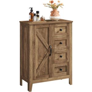 VASAGLE Farmhouse Storage Cabinet with Door, 4 Drawers, Adjustable Shelves, 11.8"D x 23.6"W x 31.5"H