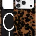 Jusy Magnetic Brown Tortoise Shell Phone Case for iPhone 15 Plus,Black | Compatible with MagSafe,Cute Aesthetic Cheetah Leopard Design,TPU and PC Protective Shockproof Cover