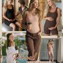 3 Pcs Maternity Rompers for Women Pregnancy Cotton Bodysuit Ribbed Shorts Jumpsuit Shapewear Workout Tank Tops (M)