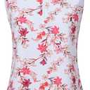 MoFiz Women's Sleeveless Golf Polo Shirts 1/4 Zip Floral Tennis Workout Golf Tank Top (L)