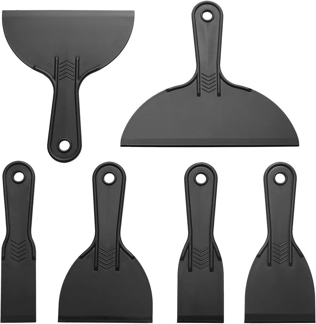 6 Pack Putty Knife, Flexible Plastic Paint Scraper Tool for Spackling,Putty Knife Set, Spreader, Spackle Tool, Plastic Putty Knife Scraper, Scraper Tool, Putty Scraper