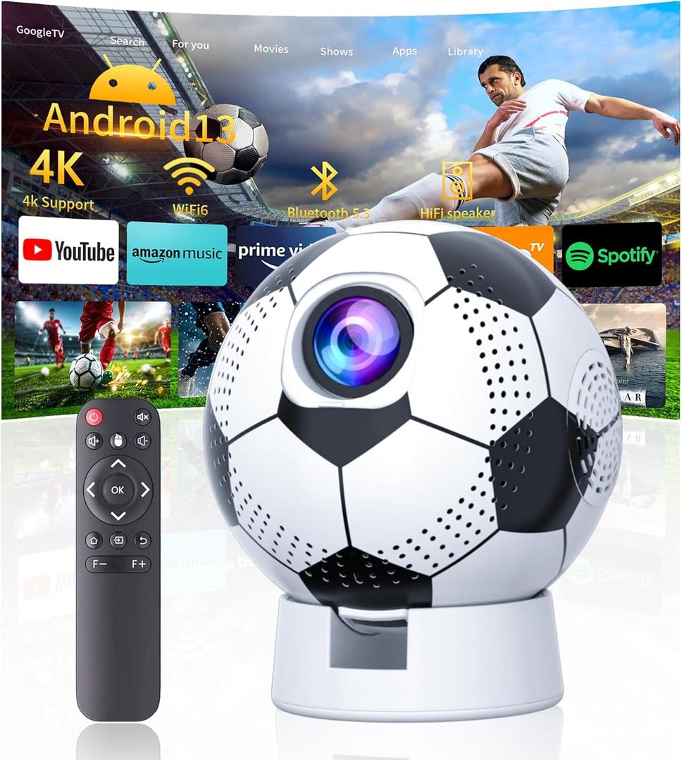 Mini Projector with WiFi and Bluetooth, Portable Movie Projector with 180 Rotatable, Support 4K 1080P for Outdoor Projector/Movie Projector, Compatible with Smartphone, Laptop, HDMI, TV Stick