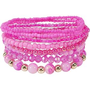 Boho Colorful Stackable Crystal Glass Beads Stretch Bracelets Multilayered Bracelets for Women Bohemian Jewelry
