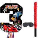 Race Car Piata Pull String Cars Piatas for Birthday Party Decorations Number 2 3 4 5 6 with Blindfold Stick Small Red Black Racing Theme 2nd 3rd 4th 5th 6th Party Supplies(Number 3)
