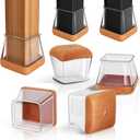 24 Pcs Chair Leg Floor Protectors Square, Silicone Chair Leg Protectors Caps Covers for Hardwood Floors, Furniture Pads Sliders with Wrapped Felt Bottom Large (Fit:1-1/8"~1-1/2")