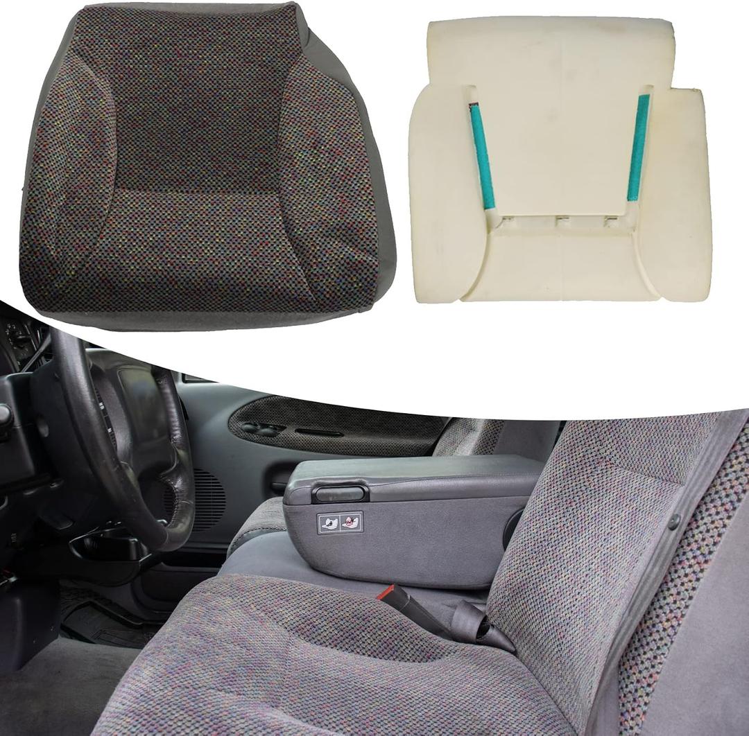 Mist Gray Driver Side Cloth Seat Cover + Foam Cushion Replacement for 1998-2002 R-a-m 1500 2500 3500