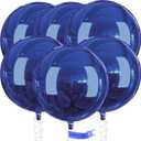 PartyWoo Navy Blue Foil Balloons 6pcs 32 Inch Large Round Foil Big Giant 4D Jumbo Inflatable Mirror Ball Mylar Balloons for Graduation Men Birthday Baby Shower Space Themed Party Decorations