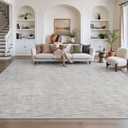 8x10 Area Rugs for Living Room, Soft High-Low Pile Large Washable Rug, Grey