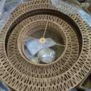 Large Chandelier Hand-Woven Rattan 25.6in Boho Chandelier Vintage Light Fixtures 6-Light Gold Coastal Bamboo Wicker Chandeliers for Living Room Dining Room Bedroom Kitchen Island Entryway