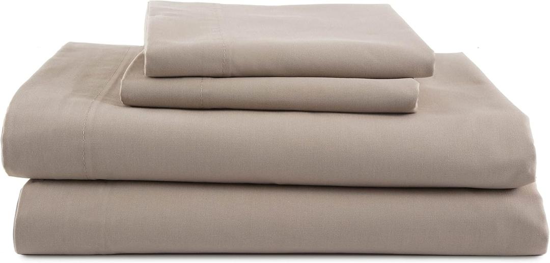 4 Piece Queen Bed Sheets Set | Queen Bed Sheets  Light Weight, Soft Breathable Sheets | Brushed Cotton Rich Blend | Secure-Fit, Wrinkle Resistant, Durable, Easy Care Bed Sheets | Comfy Sheets | Beige
