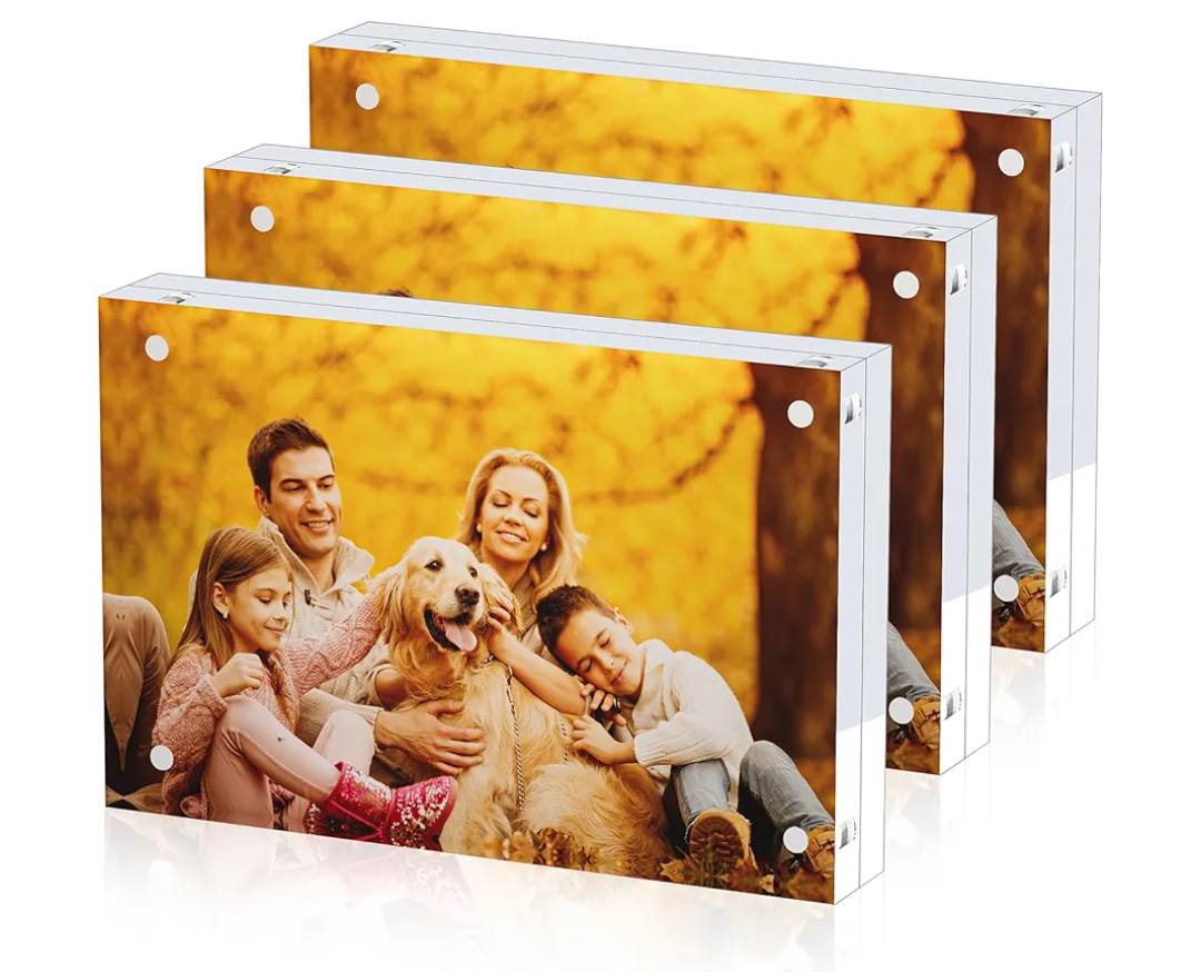 ESSDIAR 5x7 Inches Magnetic Acrylic Clear Photo Frame with Stand (3 Pack)