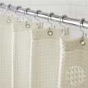 GORILLA GRIP Waffle Shower Curtain, Thick Weighted Fabric, Wrinkle and Rust Resistant, Hotel Quality Design, Heavy Duty Long Curtains for Bathroom Showers, Bath Tubs, Machine Wash, 72x72 Ivory Cream