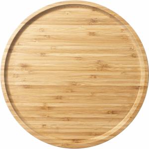 Bamboo Serving Platter, Round Wood Tray, Wooden Serving Tray, Fruit, Bread, Salad Plate, Round Wood Charcuterie Board (13.8 inch)