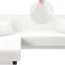Sectional Couch Covers L Shape Sofa Covers Super Stretch 2pcs Sofa Slipcovers for 3 + 3 Seaters Sectional Chaise Slipcover with 2pcs Pillow Covers for Pets Kids, White