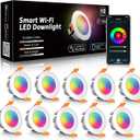 LightingWill 2 Inch Recessed Lighting, Smart WiFi LED Downlight, 5W LED Ceiling Light Compatible with Alexa/Google Assistant, Dimmable RGB & 2700K6500K, 120V with Driver, Black Trim (10 Pack)