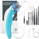 Ear Vacuum Ear Wax Removal Kit with 5 Levels Strong Suction, USB Rechargeable Reusable Electric Ear Suction Vacuum (Blue)