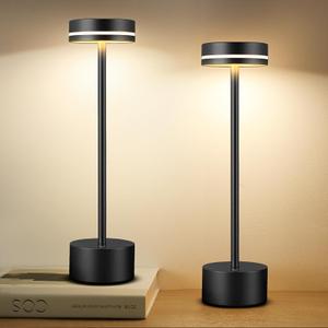 2 Pack LED Cordless Table Lamp Rechargeable, 5000mAh Portable Battery Operated LED Desk Lamp, 3 Color Dimmable Table Light for Reading/Home Office/Dining/Nightstand for Home Dcor  Black 2 Pack LED Cordless Table Lamp Rechargeable, 5000mAh Portable Battery Operated LED Desk Lamp, 3 Color Dimmable Table Light for Reading/Home Office/Dining/Nightstand for Home Dcor  Black