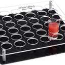 NBEADS 36 Shot Glass Tray Holder, Acrylic Shot Glasses Holders Wine Glass Cup Serving Tray Cups Organizer Shot Glass Display Bar Accessories for Party Bar Club, Hole: 1.5"