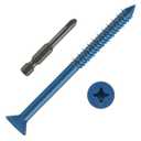 1/4" x 5" Concrete Screws, 50 PCS Blue Flat Head Concrete Screws Anchor Kit with Screwdriver Bit, for Masonry, Cement, Block, Brick or Stucco