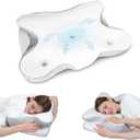 Cervical Pillow for Neck Pain Relief - Ergonomic Memory Foam Pillow, Cooling Sleeping Side Sleeper Pillow for Neck, Breathable Pillowcase Three-Hole Neck Support Contour for Side Back Stomach Sleeper