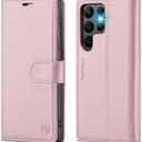 Wallet Case for Samsung Galaxy S22 Ultra, RFID Blocking Credit Card Holder, PU Leather Folio Flip Kickstand Protective Shockproof Cover for Samsung S22 Ultra (Rose Gold)