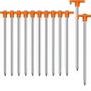 Tent Stakes Camping Stakes,AVOFOREST 7.1inch Non-Rust Metal Tent Pegs Ground Stakes Tent Spikes Camping,Garden,Hiking Orange (Orange 12pcs, 7.1IN)
