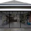 Garage Door Screen for 2 Car Garage, Sunmoxia 16x7Ft Fiberglass Mesh Door Screen with Closure Weighted Bottom, Durable Magnetic Heavy Duty Screen Door Curtain Cover Kit with 6 Strapping Tapes