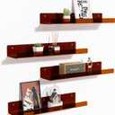 upsimples 4 Pack Acrylic Shelves for Wall Storage, 15" Floating Bookshelves for Kids, Display Shelf Organizer for Bathroom, Bedroom, Living Room Decor, Kitchen, Clear Brown