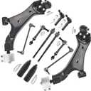 ASTARPRO - 2.4L Front Suspension End Kit for 2010-2017 GMC Terrain Chevy Equinox Lower Control Arms w/Ball Joint Tie Rods Boots Sway Bar links 2011 2012 2013 2014 2015 2016 Replacement -12pc
