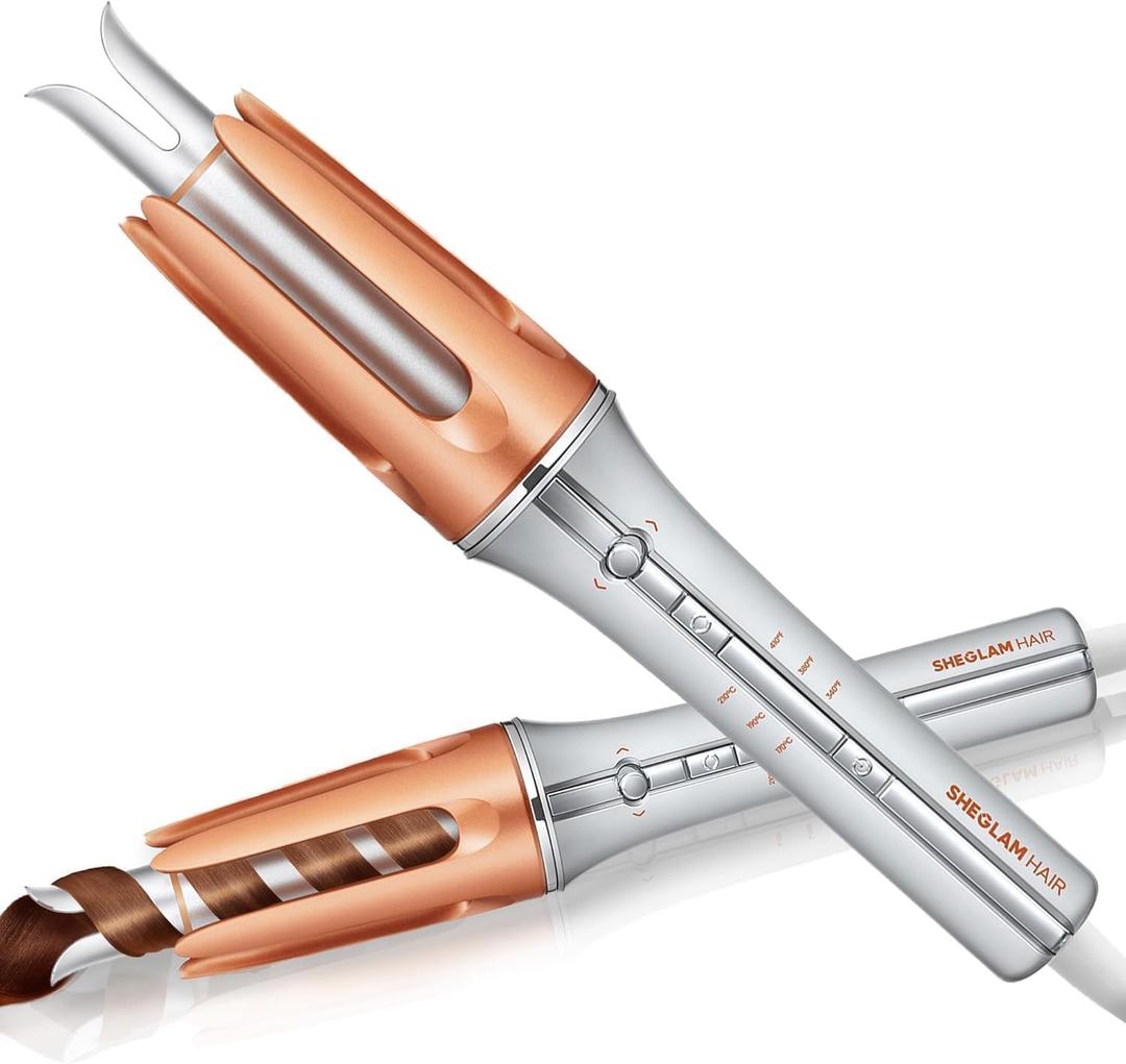 SHEGLAM Curling Iron Automatic Gift for Woman (Gold, 1 inch)