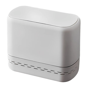 Sooyee Bathroom Trash Can with Lid, 2.4 Gallon Slim Trash Bin, Small Plastic Waste Basket, 10 L Narrow for Bedroom, Kitchen, Office, White