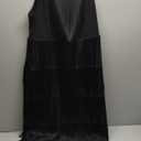 LYANER Women's Sexy Tassels Flapper Dress Deep V Neck Layered Fringe Sleeveless 20s Mini Dresses Black X-Small