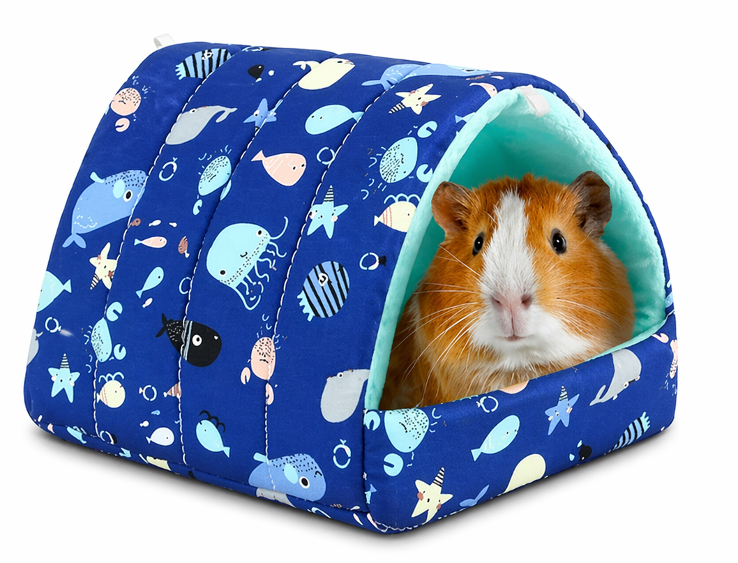 Cozy Cotton Tent for Small Animals - Guinea Pig Hideout, Hamster Bed, Portable House for Chinchillas, Rats, Hedgehogs (6.8"x7.4") (Gray)