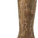 DREAM PAIRS Women's Embroidered Western Pull-On Knee-High Cowboy Boots (XXL)