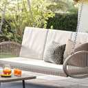 YITAHOME Outdoor Porch Swing, 3-Seater Patio Swing Chair with 4 Comfort Cushions, Sturdy Iron Frame, 800lbs Capacity, Wicker Hanging Bed for Backyard, Garden, Patio, Bedroom (Beige)