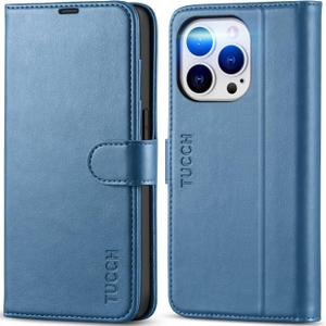 TUCCH Wallet Case for iPhone 14 Pro 6.1", Magnetic PU Leather Stand Flip Folio Cover with 4 Card Slots [RFID Blocking] [TPU Shockproof Interior Case] Compatible with iPhone 14 Pro, Light Blue