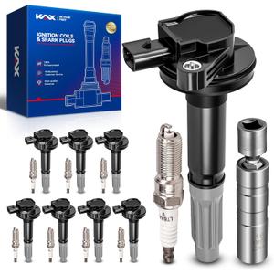 KAX 8-Pack Ignition Coil Pack & Iridium Spark Plugs Kit w/Magnetic Socket Compatible withFord F-150 2011-2016 5.0L, Mustang 2011-2015 5.0L, Replace#UF622, 91276