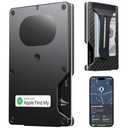 Wallet for Men, Slim Minimalist Wallet Card Holder with Location Tracking, Build in Airtag Chip Compatible with Apple Find My, RFID-Blocking Smart Air Wallet with Money Clip (Black Carbon Fiber)