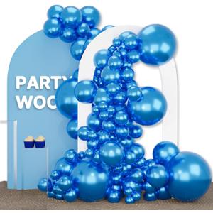 PartyWoo Metallic Blue Balloons 140pcs Different Sizes of 18 12 10 5 Inch Chrome Blue Latex Balloons for Graduation Wedding Baby Shower Wedding Bachelorette Birthday Party Decorations Blue-G106