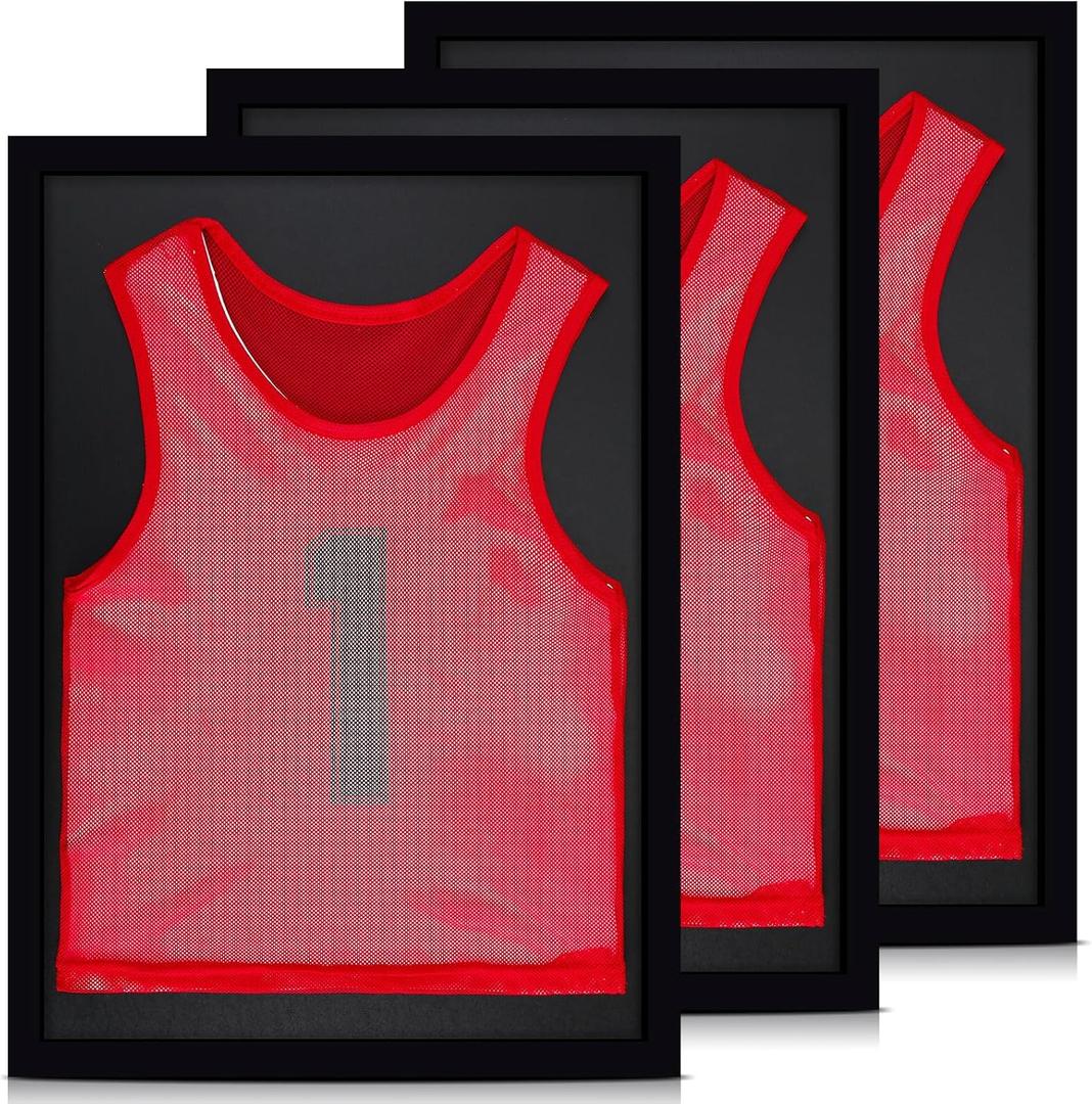 3 Pcs Jersey Display Case 30 x 20 Inch Shadow Box Large Jersey Frame for Wall Display Shirt Frame for Basketball Baseball Soccer Hockey Football Sports Uniform