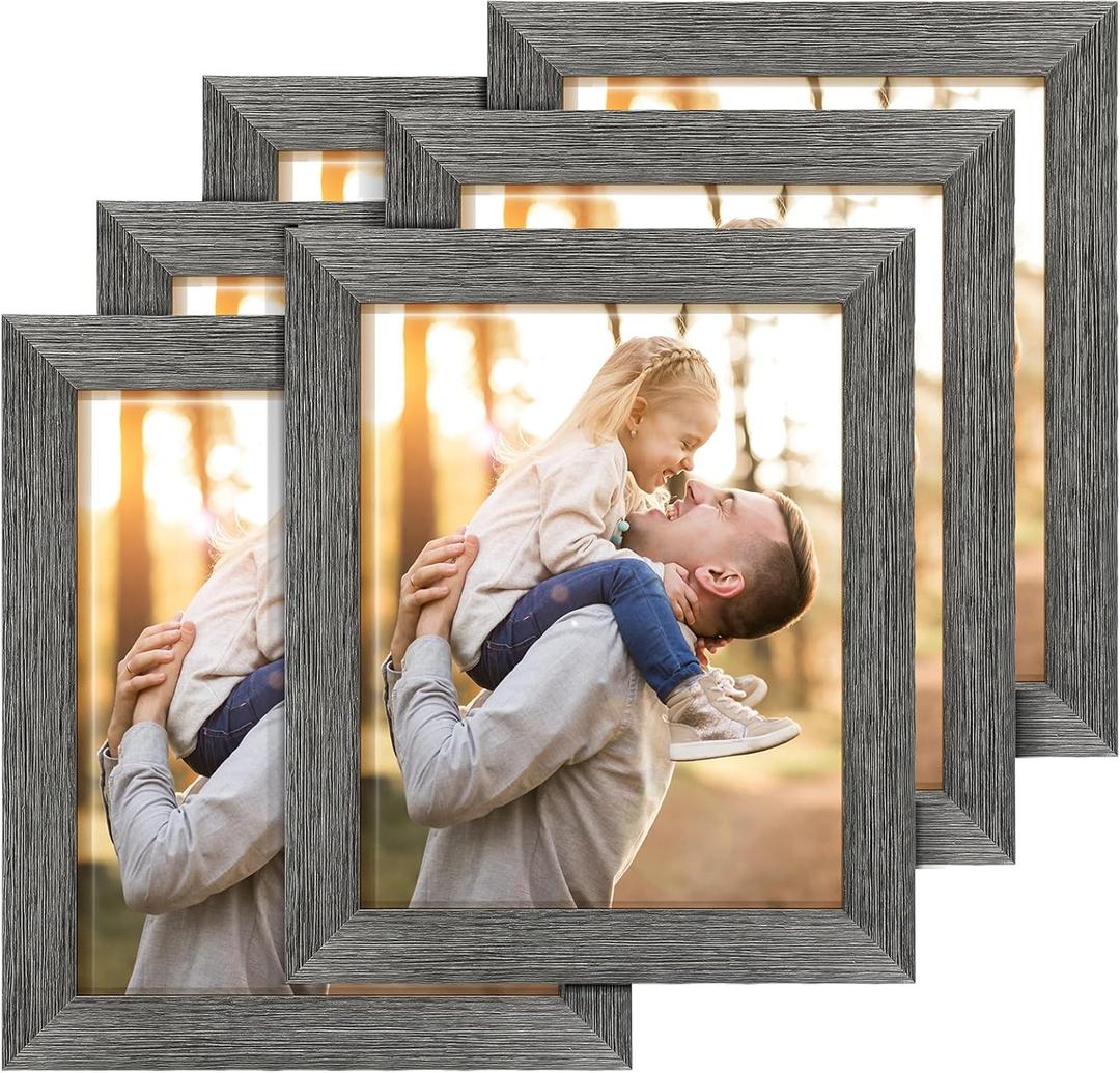 TWING 8 X 10 Picture Frames Set of 6, Rustic Grey Farmhouse Collage Photo Frames Gallery Wall Frame Set for Table Top and Wall Display (Gray)