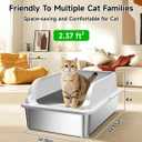 2PACK Stainless Steel Cat Litter Boxes, XL Large Metal Litter Box with High Sides Lid, Odor Free Litter Pan Include Scoop Easy Cleaning Anti-Scratch Kitty Cat Box Anti-Urine Leakage, Non-Sticky