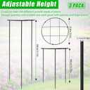 3 Pcs Large Peony Cages and Supports, 31.5"H x 12.6"D Grow Through Plant Support for Outdoor Plants, 7mm Stake Heavy Duty Metal Peony Support Cage Grid Garden Plant Rings Hoops for Large Peonies Rose