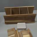 Wooden Utensil Holder for Kitchen Counter, Acacia Wood Kitchen Utensil Holder for Countertop with 4 Compartment, Cooking Utensil Organizer, Silverware Caddy (Acacia Wood, 4Compartment)