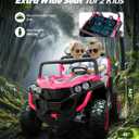 ELEMARA 2 Seater 24V Ride on Toys for Big Kids,Electric Car for Kids w/Parent Remote Control,Heavy-Duty Electric Ride On Truck w/ 4-Wheeler Suspension,5 Mph Max Speed,Bluetooth,Rainbowlight*4,Pink, Large
