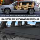Sze Cargo Cover for Jeep Grand Cherokee L 2021-2024 2025 2026 (3 Row,WL) Accessories Retractable Trunk Cover Black Rear Trunk Security Cover Shielding Shade Waterproof-New Upgrade