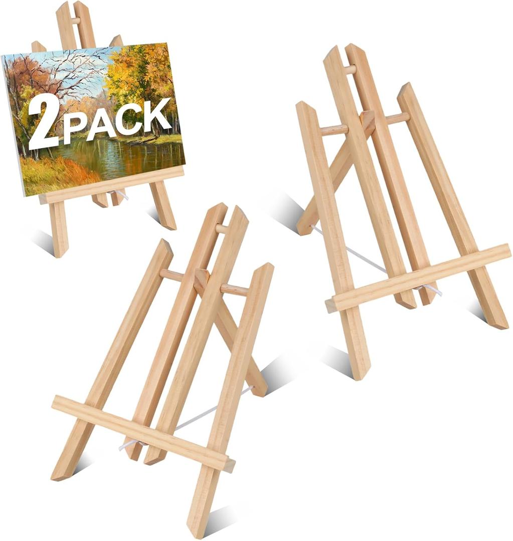 2PCS 12 Inch Wood Tabletop Easel -Easel Stand for Painting, Perfect for Parties, Art Projects, and Creative Displays.