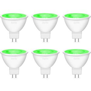 MR16 Green LED Light Bulbs 6 Pack, 6W (50W Equivalent), GU5.3 Bi-Pin 12V, Non-Dimmable, 38 Beam, Outdoor Landscape Holiday Lighting for Christmas, Garden, Yard